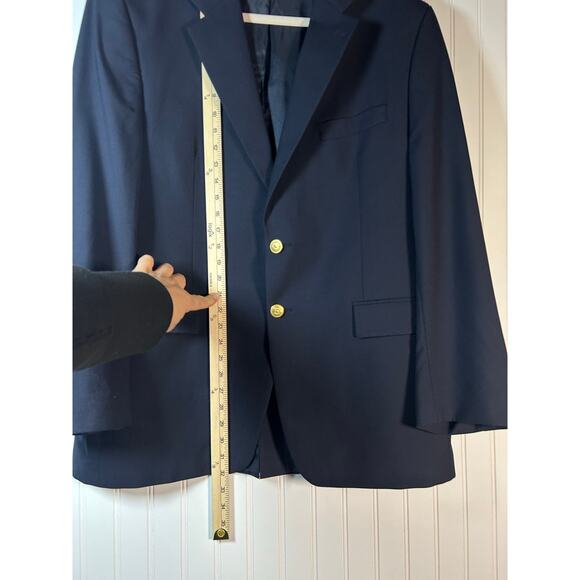 Lauren Ralph Lauren Blazer Mens 42 RNavy  Wool  2 Button wedding interview - Picture 4 of 12